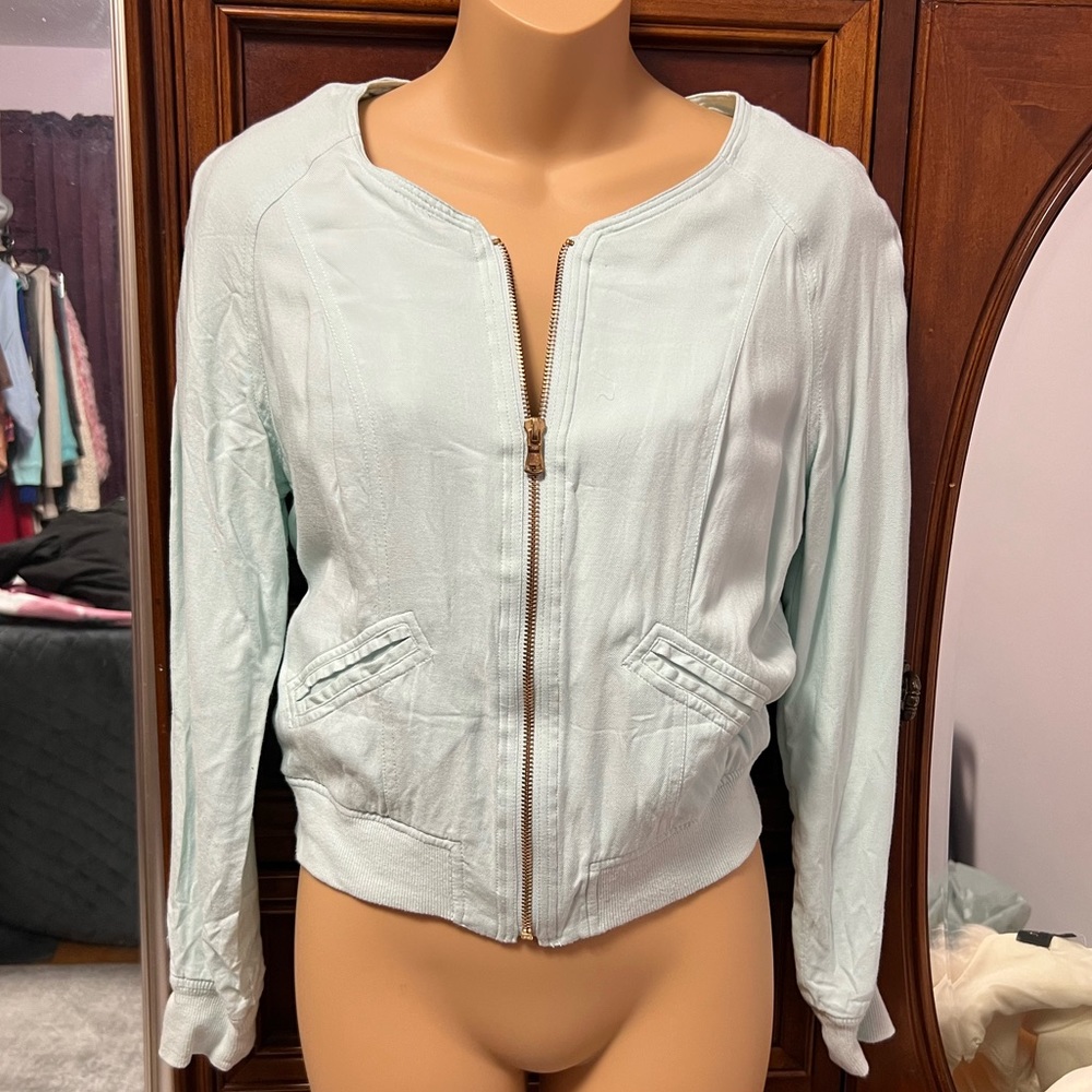 Light Blue Zip Top